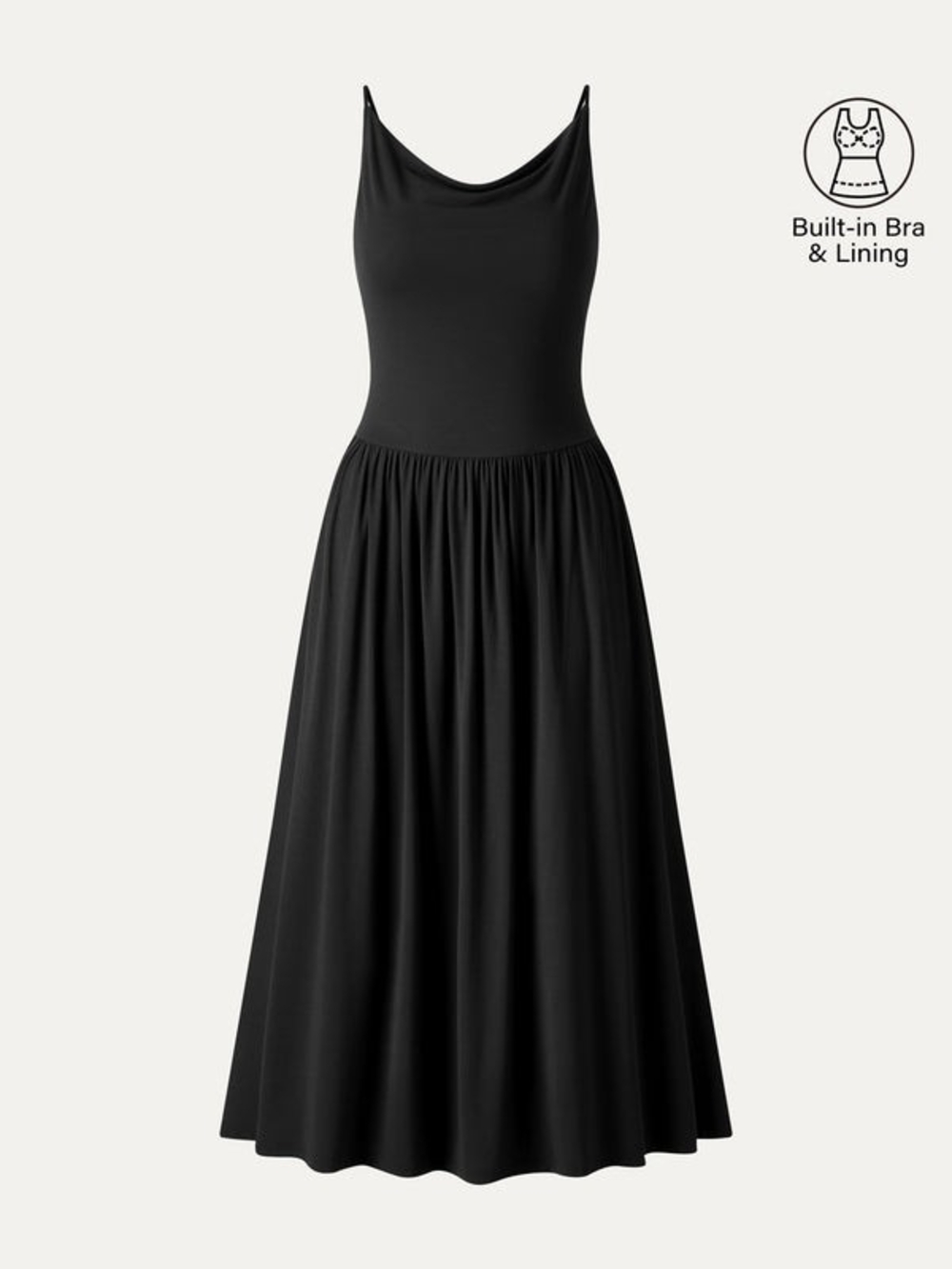 OGL Black SkinKiss Cowl Neck Open-Back Midi Bra Dress